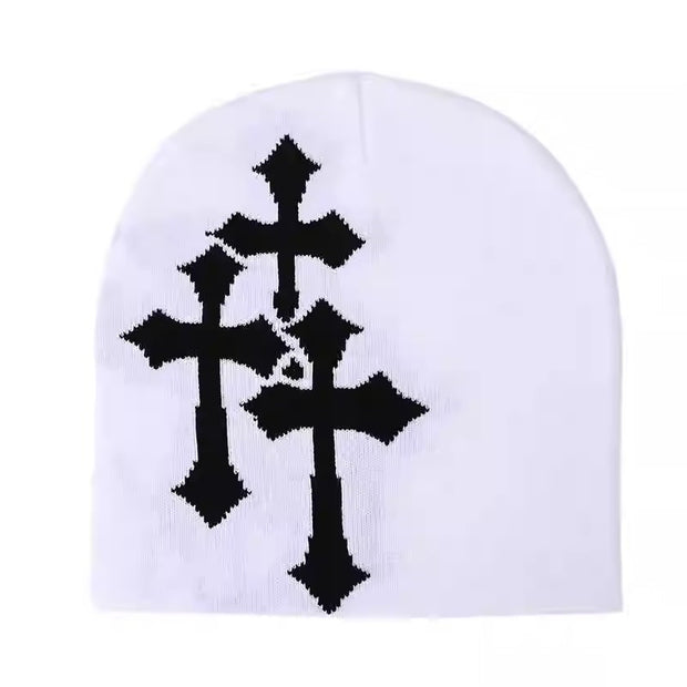 Jacquard Knit Hat — White
