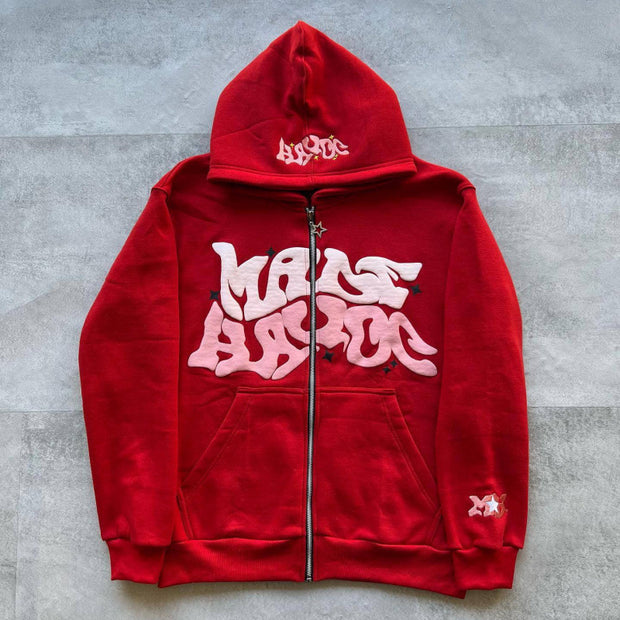 Gothic Zip Hoodie — Red
