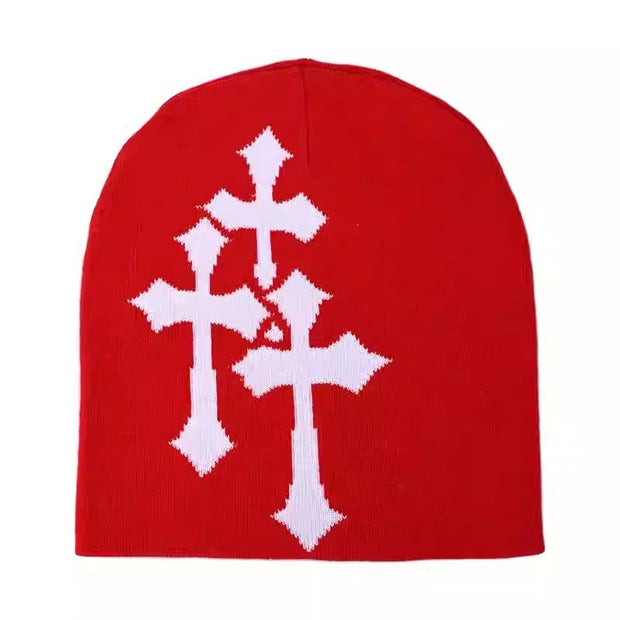 Jacquard Knit Hat — Red