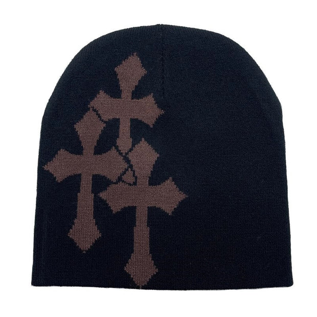 Jacquard Knit Hat — Black coffee
