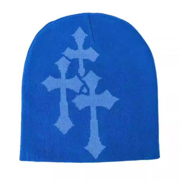 Jacquard Knit Hat — Blue