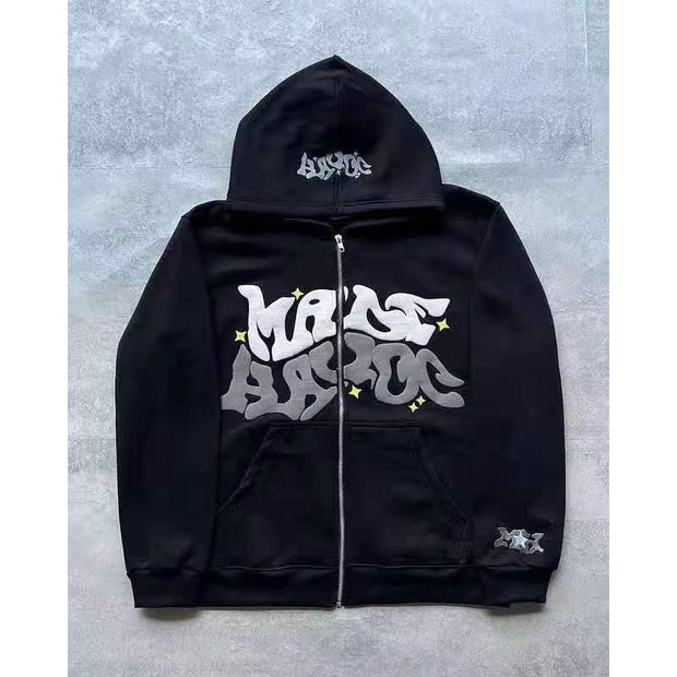 Gothic Zip Hoodie — Black