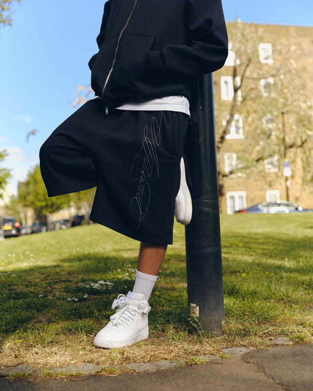 Retro Washed Shorts — Black