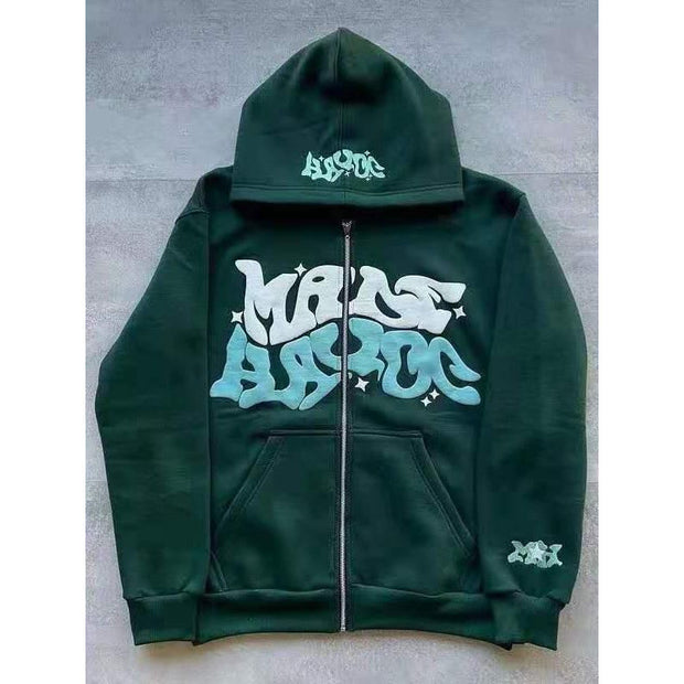 Gothic Zip Hoodie — Green
