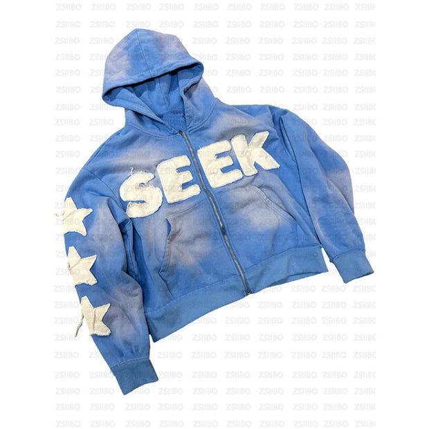 Retro Letter — Blue Hoodie