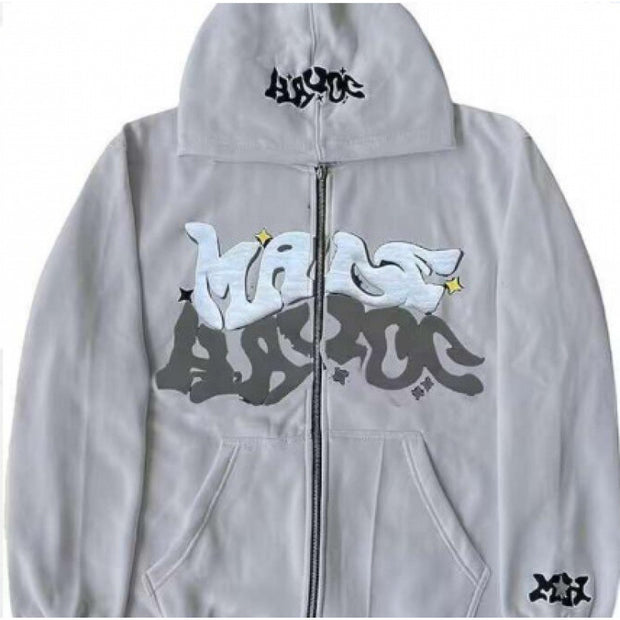 Gothic Zip Hoodie — Gray