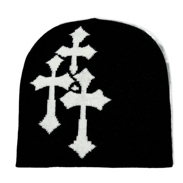 Jacquard Knit Hat — black