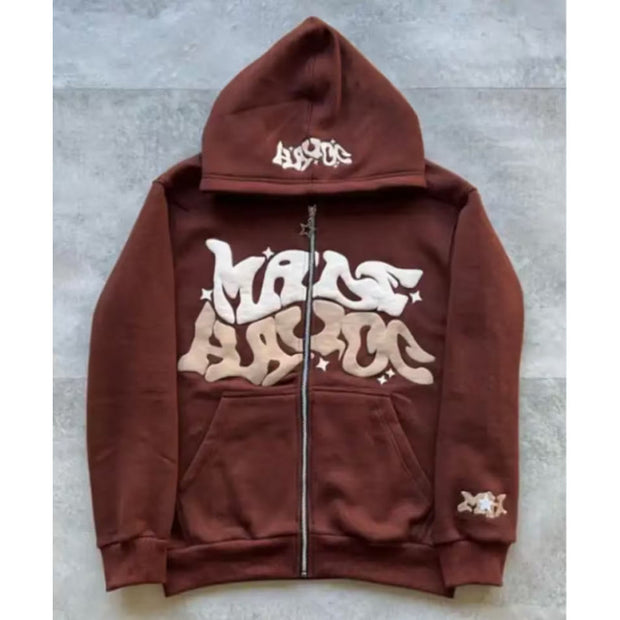 Gothic Zip Hoodie — Brown
