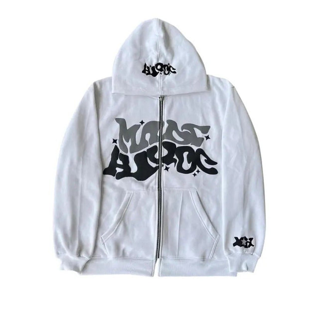 Gothic Zip Hoodie — White