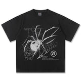 Y2K Spider Print Washed Cotton T-Shirt