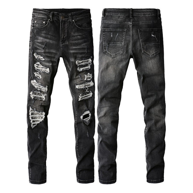 Slim Ripped Denim — Grey